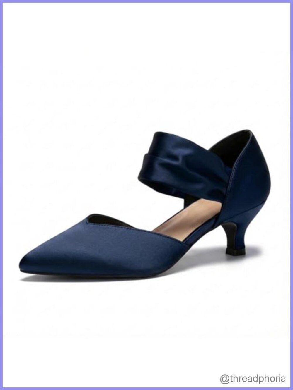 Kitten Heels Pointed Toe Pumps Ankle Strap D'Orsay Satin Wedding Shoes